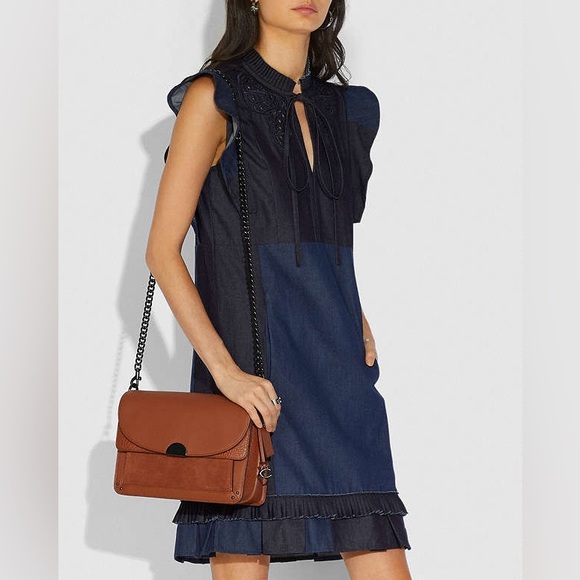 Coach Dreamer Mixed Leather Crossbody Shoulder bag 73547 Brown - Picture 11 of 15